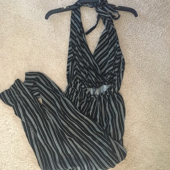 Charlotte Russe Black and White Striped Jumpsuit - Picture 5 of 5